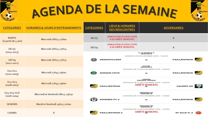 AGENDA DE LA SEMAINE(2)