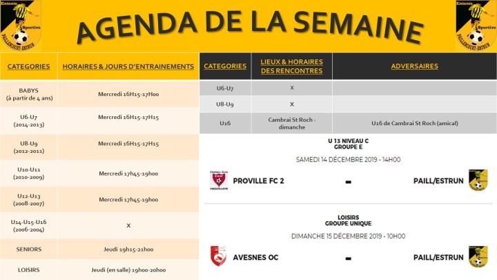 AGENDA DE LA SEMAINE(6)