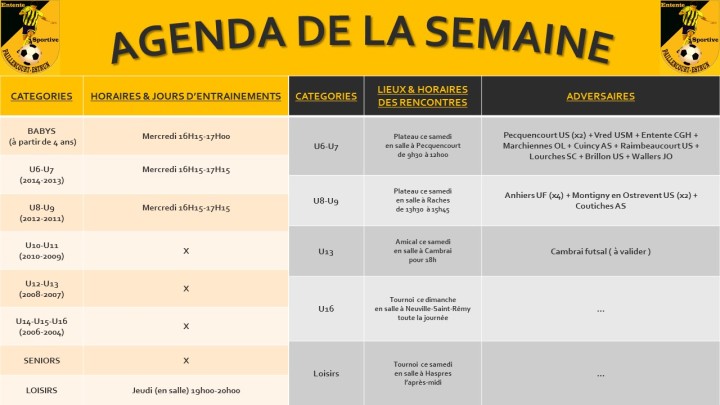 AGENDA DE LA SEMAINE(7)