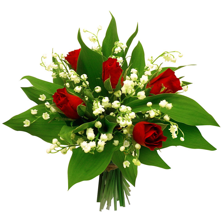 Bouquet-de-10-brins-de-muguet-et-5-roses-